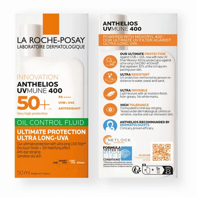 Фото Солнцезащитный легкий флюид La Roche-Posay Антелиос UVMune 400 Oil Control SPF 50+ с матирующим эффектом UVA