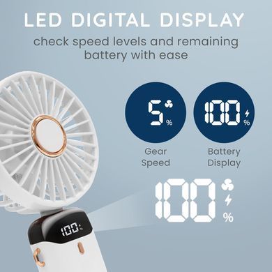 Фото Портативный вентилятор ручной с дисплеем Led Digital Display Fan N15 Display white n15