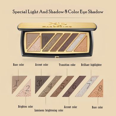 Фото Палетка тіней для повік у нюдовій гамі MAOGEPING Beauty 8 Color Eye Shadow  MAOGEPING Beauty Gold