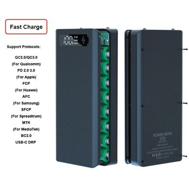 Фото Корпус коробка с быстрой зарядкой Power Bank Case DIY M8, 8 x 18650 LCD 2xUSB, 1xTYPE-C, 2xLED  M8