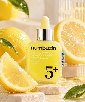 Фото Сонцезахисна сироватка для обличчя Numbuzin No.5+ Glutathione Vitamin Tone-Up Sun Serum SPF50+ PA++++ 30 мл No.5+ Tone-Up