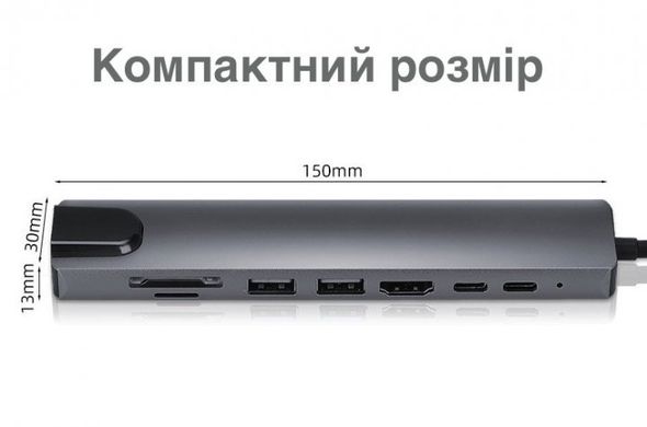 Фото Многопортовый переходник USB Type-C переходник Хаб RJ45 LAN 62891