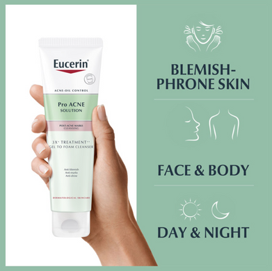 Очисний гель-піна для вмивання Eucerin Pro Acne Solution 3X, 150 мл