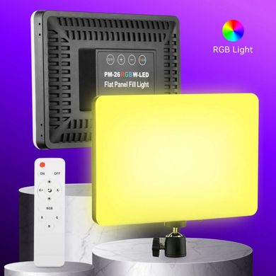 Фото Прямокутна світлодіодна лампа для фото та відео зйомки RGB LED PM26 зі штативом 2м для студійного освітлення PM26