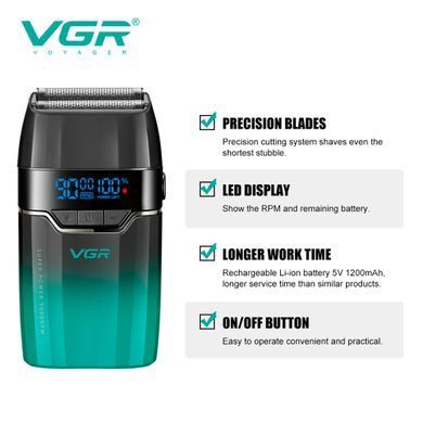 Фото Профессиональный шейвер VGR V-308 Professional Foil Shaver Salon Series зеленый V-308 зелений