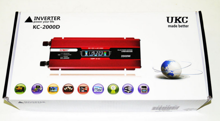 Фото Інвертор перетворювач напруги UKC 2000W KC-2000D з LCD-дисплеєм KC-2000D