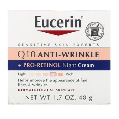 Нічний крем для обличчя проти зморшок Eucerin Q10 Anti-Wrinkle + Pro-Retinol Night Cream 48 г