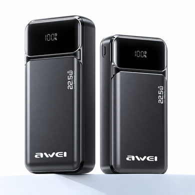 Фото Повербанк 20000 мАч с быстрой зарядкой 22.5W и дисплеем AWEI PA-92 Power Bank PA-92