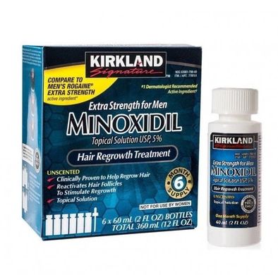 Фото Средство для роста волос и бороды 5% Minoxidil KIRKLAND 6 флаконов Minoxidil