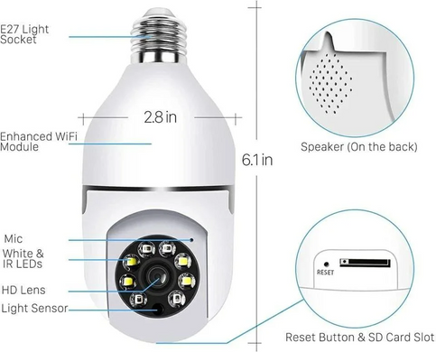 Фото Панорамная камера лампочка wifi Y388 camera smart ip 389000