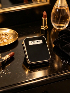 Фото Дзеркало кишенькове складне двостороннє для макіяжу Miu Miu Beauty Дзеркало Miu Miu Beauty чорне
