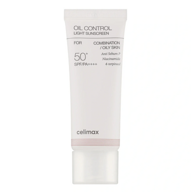 Фото Сонцезахисний крем для обличчя Celimax Oil Control Light Sunscreen, SPF 50+ PA++++, 40 мл Oil Control Light Sunscreen