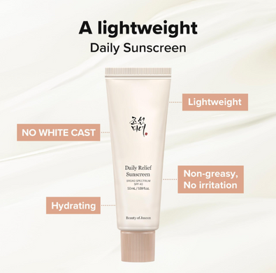 Щоденний сонцезахисний крем Beauty of Joseon Daily Relief Sunscreen, SPF 40, 50 мл