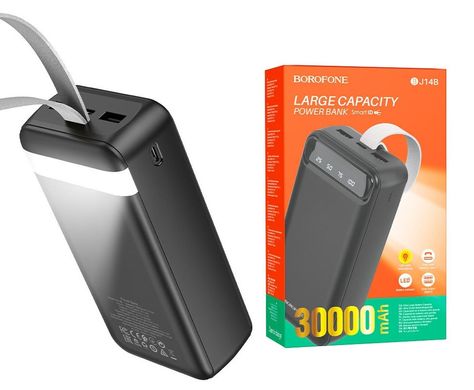 Фото Портативна зарядка для телефону Power bank 30000mah з ліхтариком Borofone BJ14B 67892