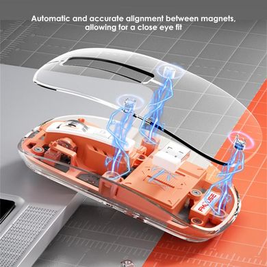 Фото Мышь беспроводная прозрачная Fmouse M133 с подсветкой, магнитная крышка, с аккумулятором M133