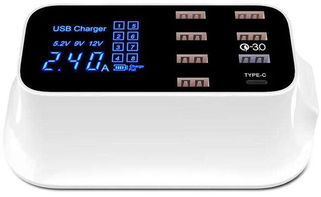 Фото Мережевий зарядний пристрій Quick Charge 3.0 Wisdom YC-CDA19Q 8 портів ( 6xUSB 2.0/1xUSB 3.0/1xType-C ) YC-CDA19Q